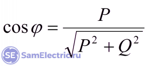 Формула коэффициента мощности