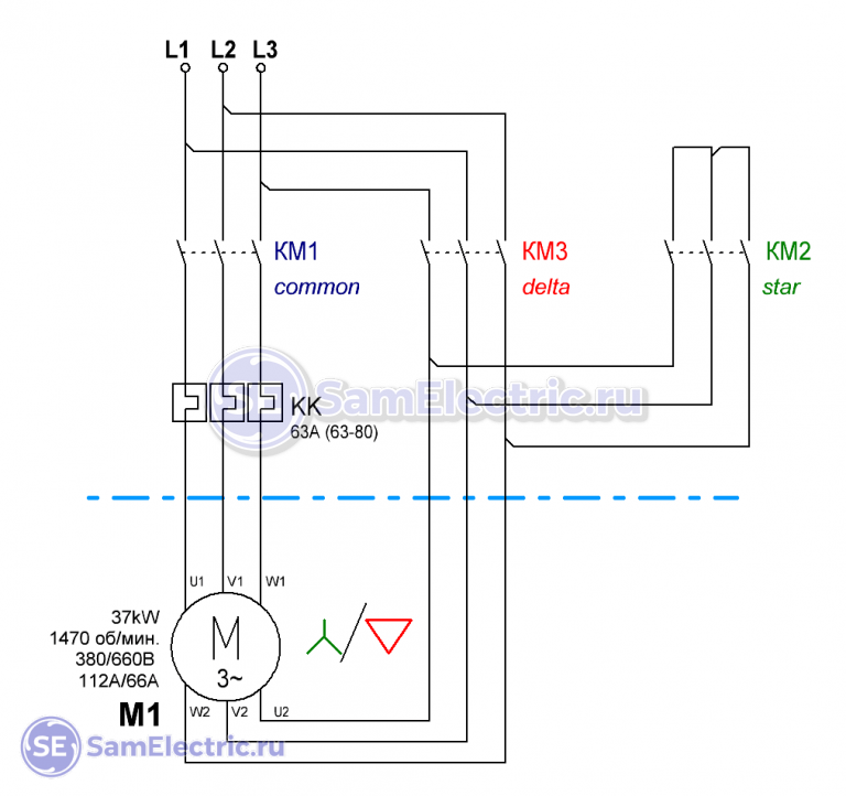 Схема подключения электродвигателя звездой