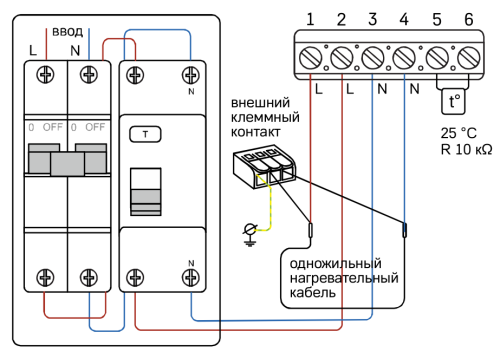Схема подключения терморегулятора WelrOk